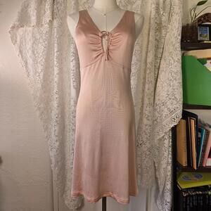 Vtg NOS Underwriters 100% Silk Jersey Midi Dress 90s Whimsical Fairy M